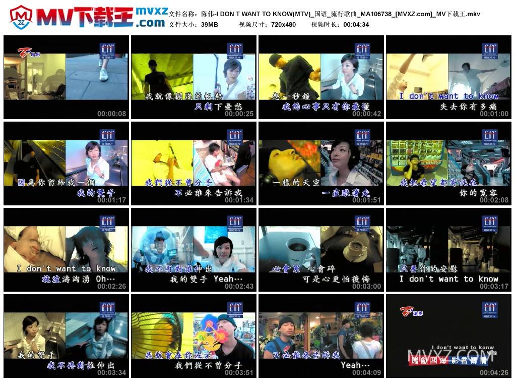陈伟-I DON T WANT TO KNOW(MTV)_国语_流行歌曲_MA106738